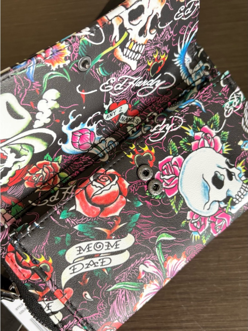 Ed Hardy Black Floral Skull Crossbody - Picture 7 of 11